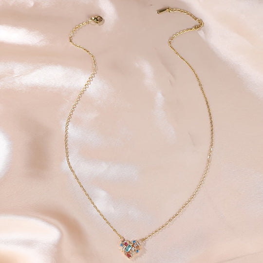 Trendy Multicolor Zirconia Heart Necklace
