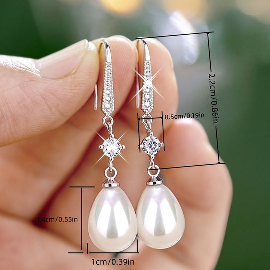 Elegant Pearl Pendant Dangle Earrings