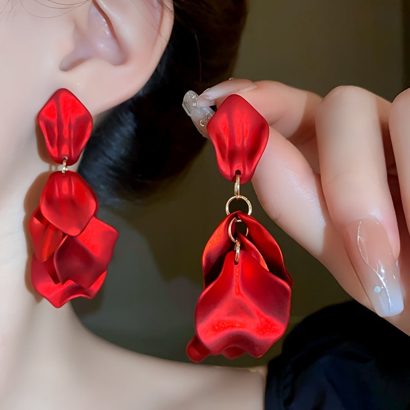 Luxury Elegant Petal Tassel Earrings