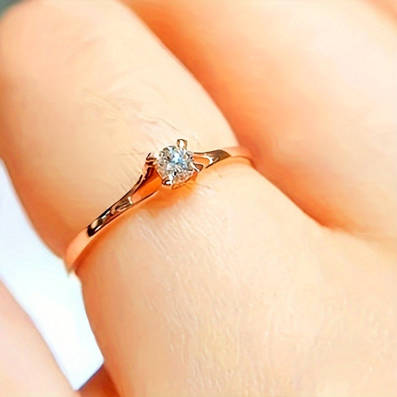 Inlaid White Zirconia Silver Ring