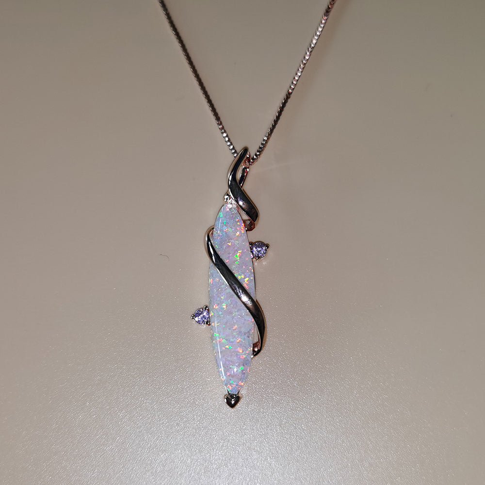 Rose Gold S-Shaped Opal Necklace