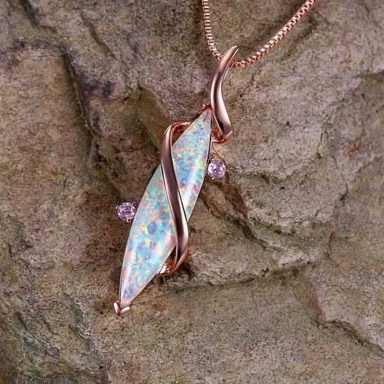 Rose Gold S-Shaped Opal Necklace