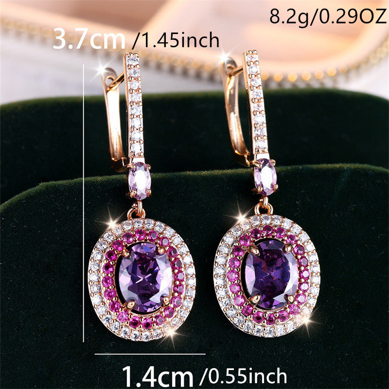 Elegant Purple Zirconia Dangle Earrings