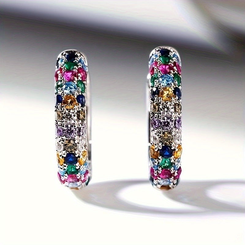 Colorful Cubic Zirconia Hoop Earrings