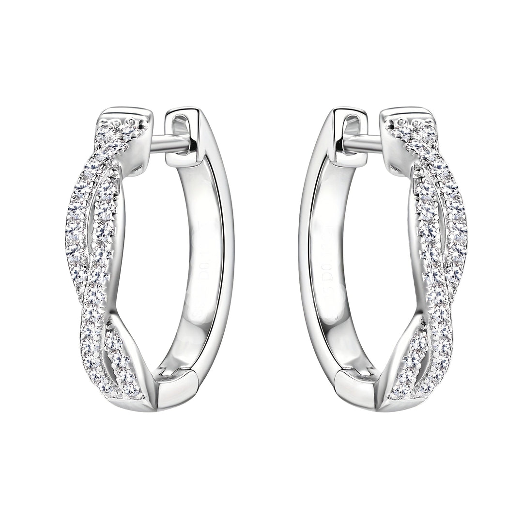 Silver Moissanite Twisted Hoop Earrings