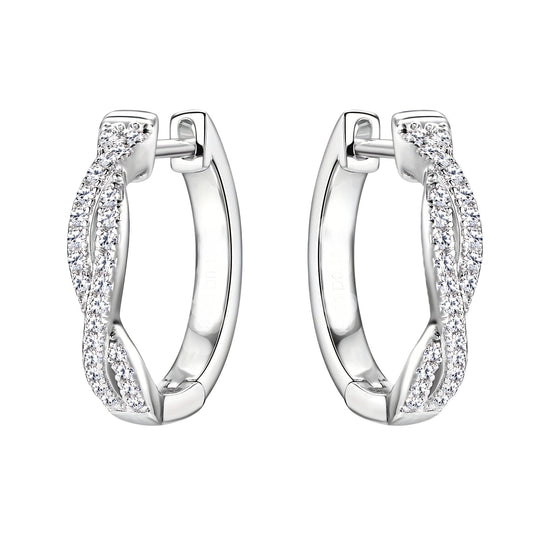 Silver Moissanite Twisted Hoop Earrings