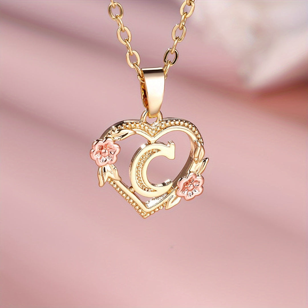 Elegant Floral Heart Pendant Necklace