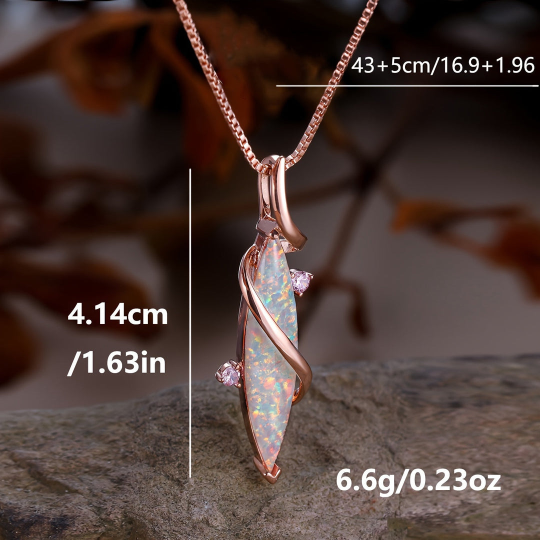 Rose Gold S-Shaped Opal Necklace