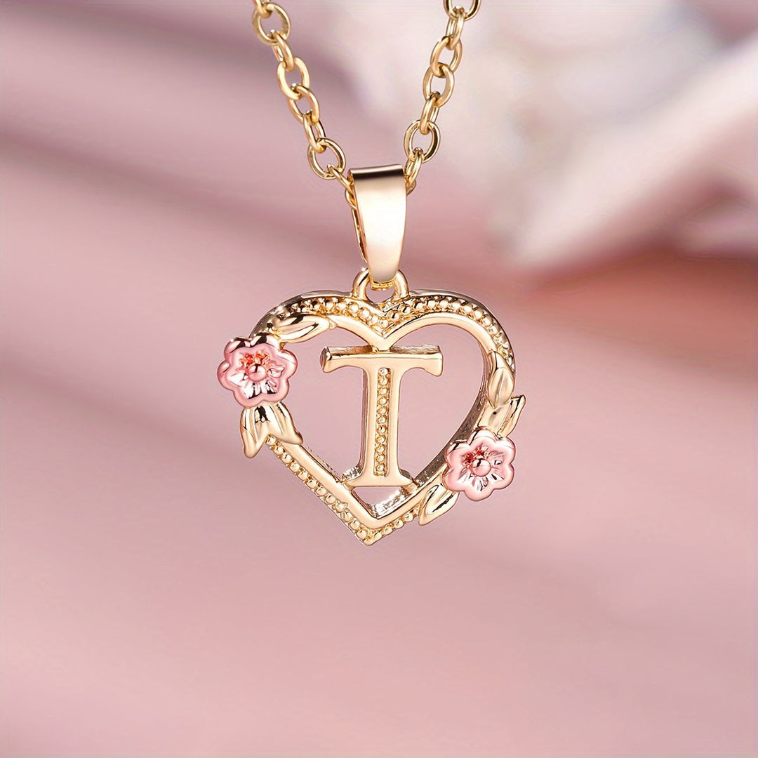 Elegant Floral Heart Pendant Necklace