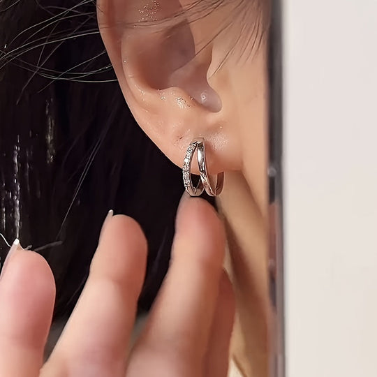 Chic Multi-Layer Zirconia Hoop Earrings