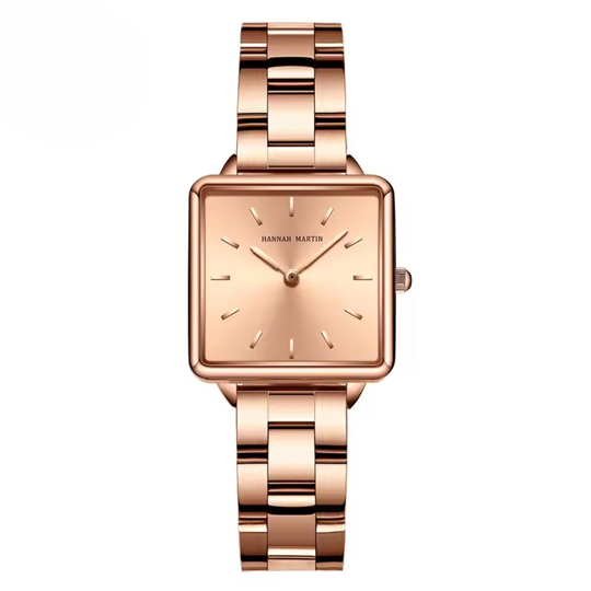 Stainless Square Rose Gold Dial Quartz Watch