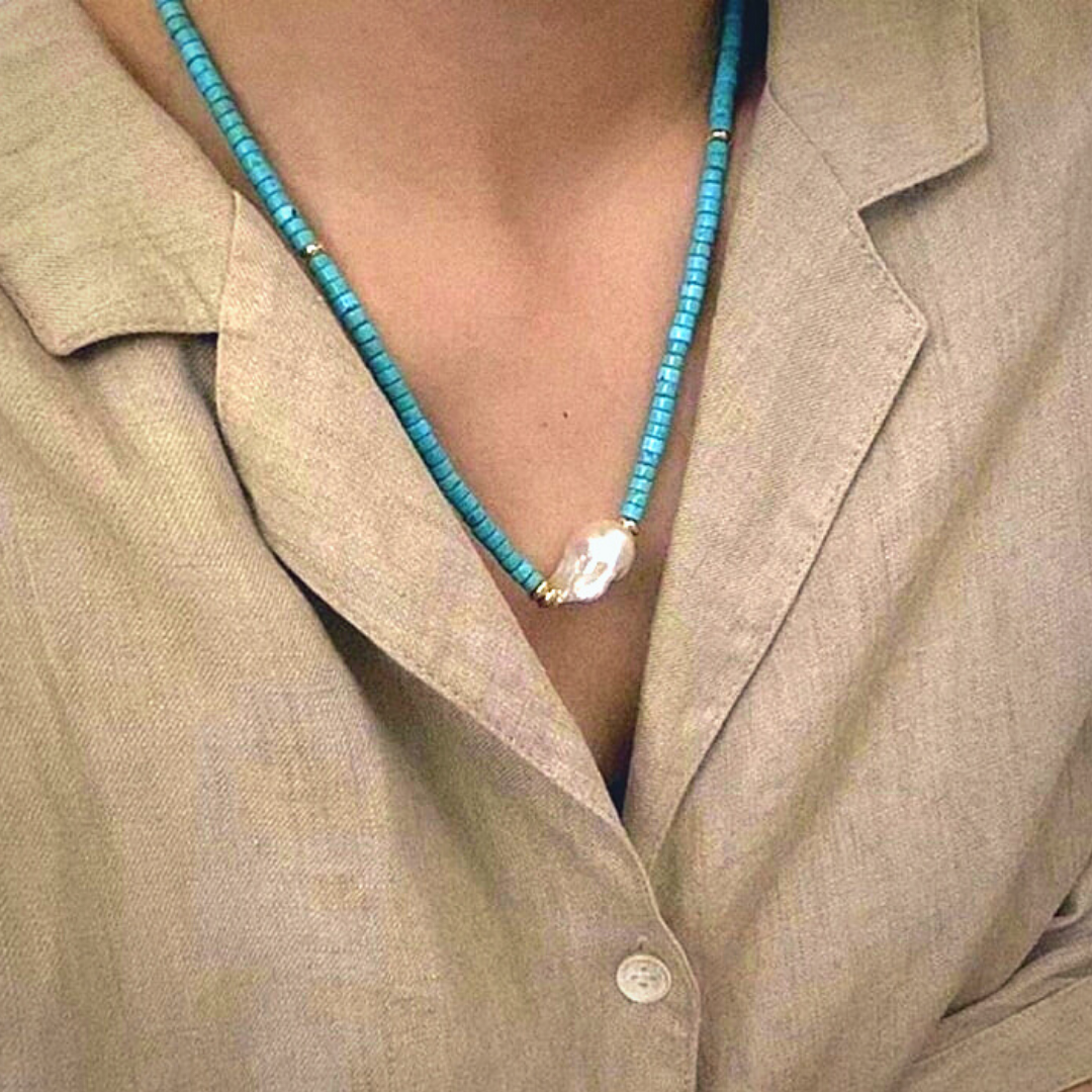 Turquoise Baroque Pearl Necklace