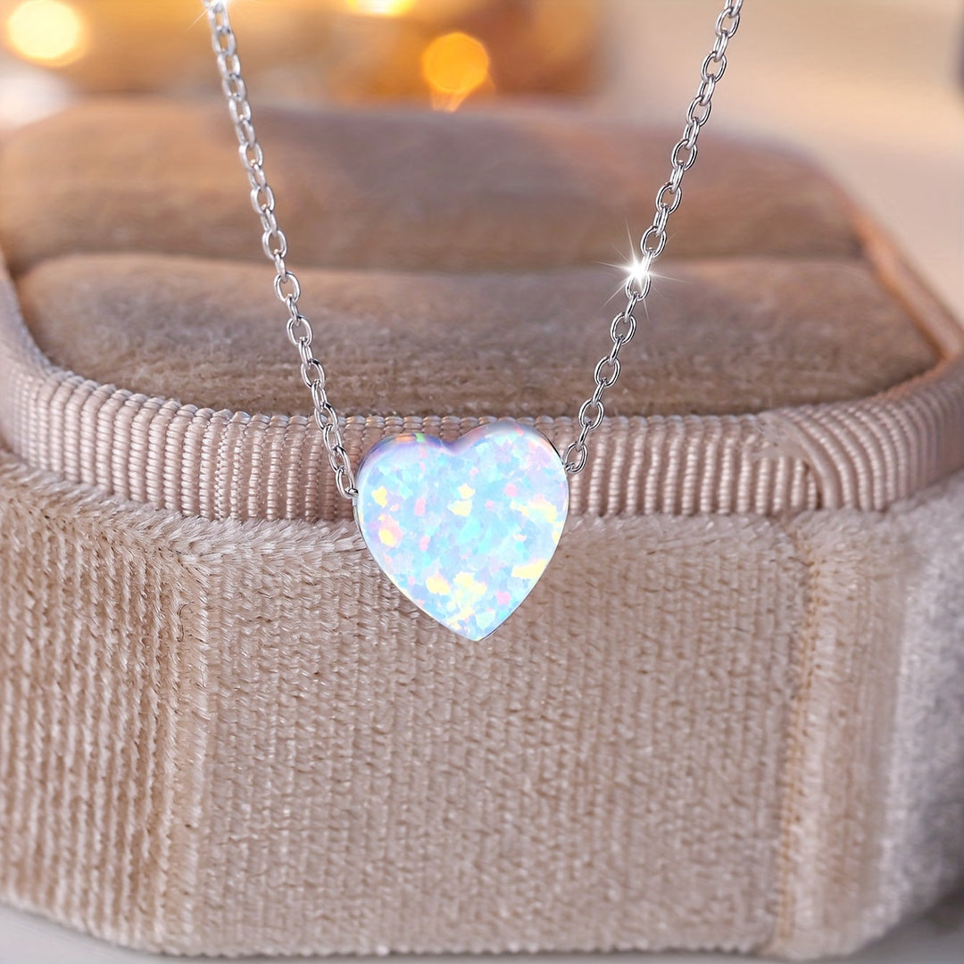 Heart Opal Pendant Necklace