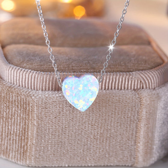 Heart Opal Pendant Necklace