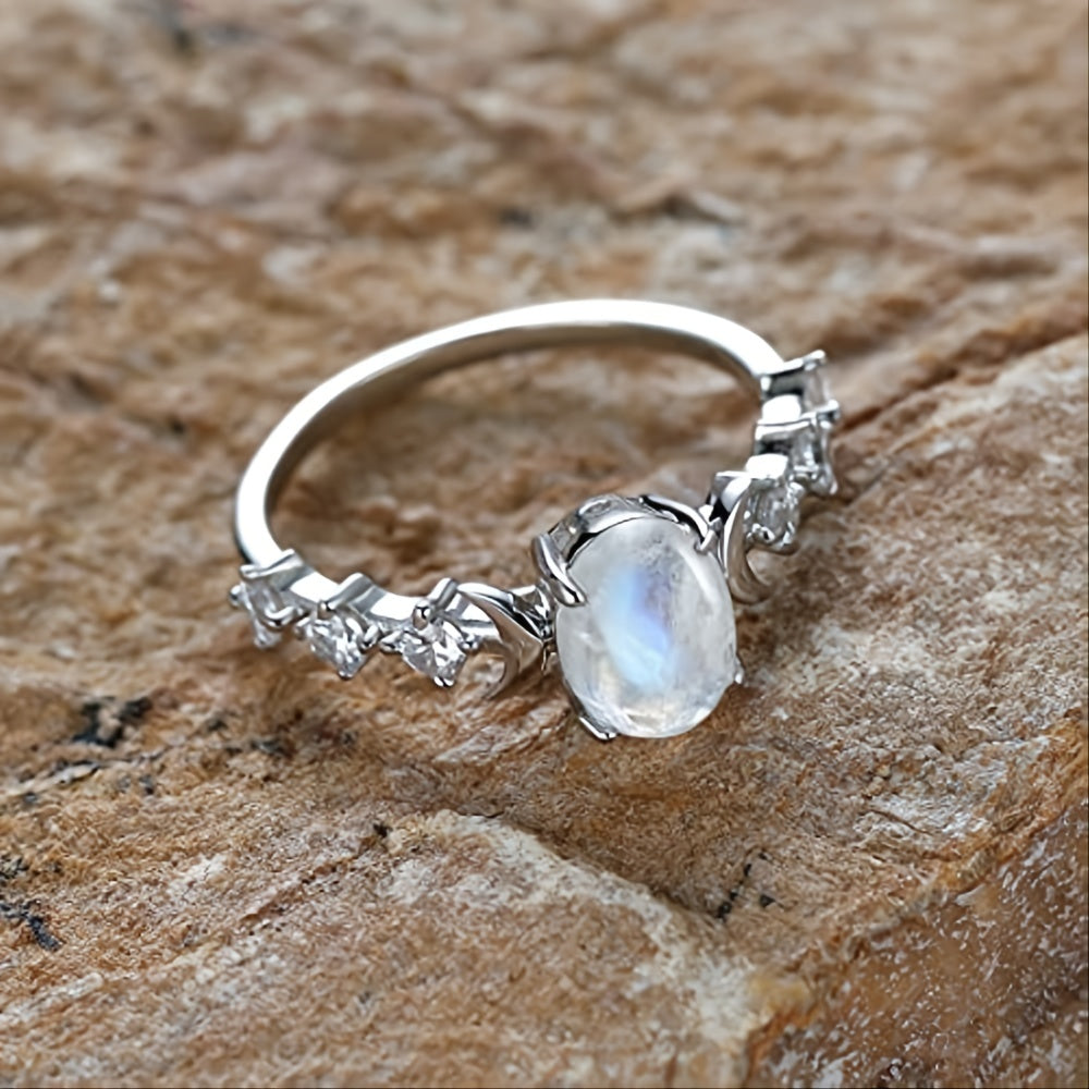 Genuine Moonstone Silver Ring