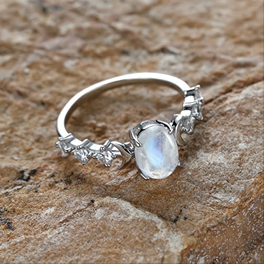 Genuine Moonstone Silver Ring