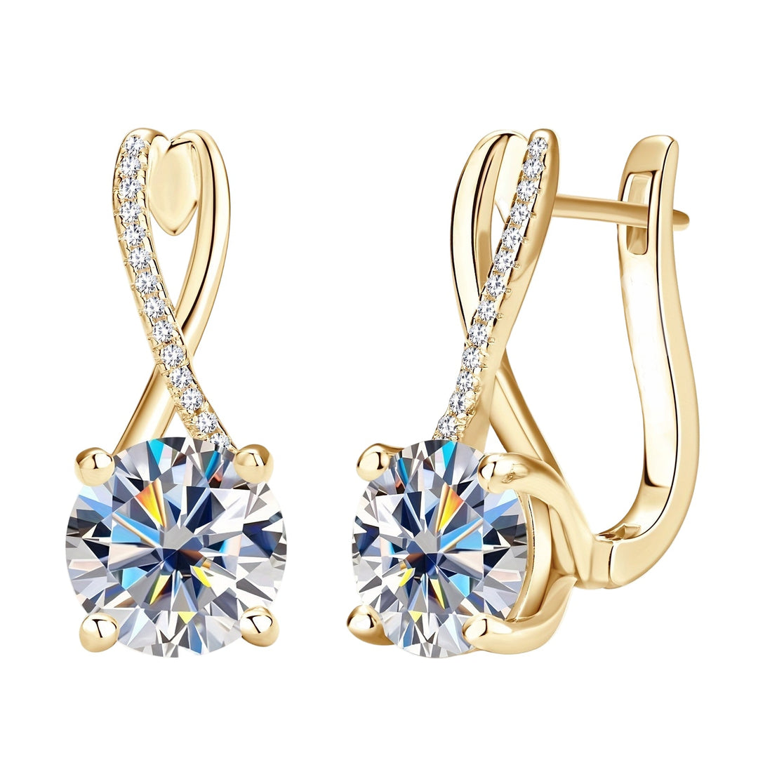 8mm Round Moissanite Silver Earrings