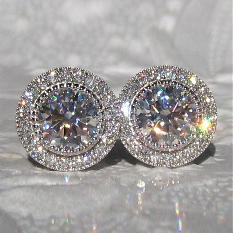 Sparkling Paved Cubic Zirconia Stud Earrings