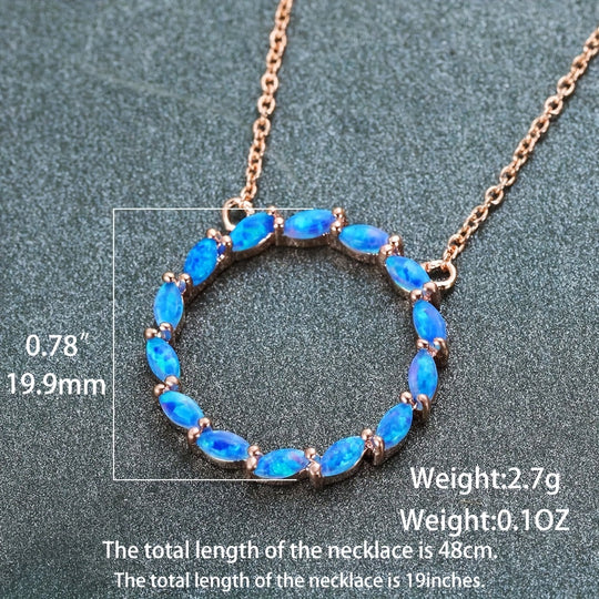 Hollow Circle With Opal Pendant Necklace