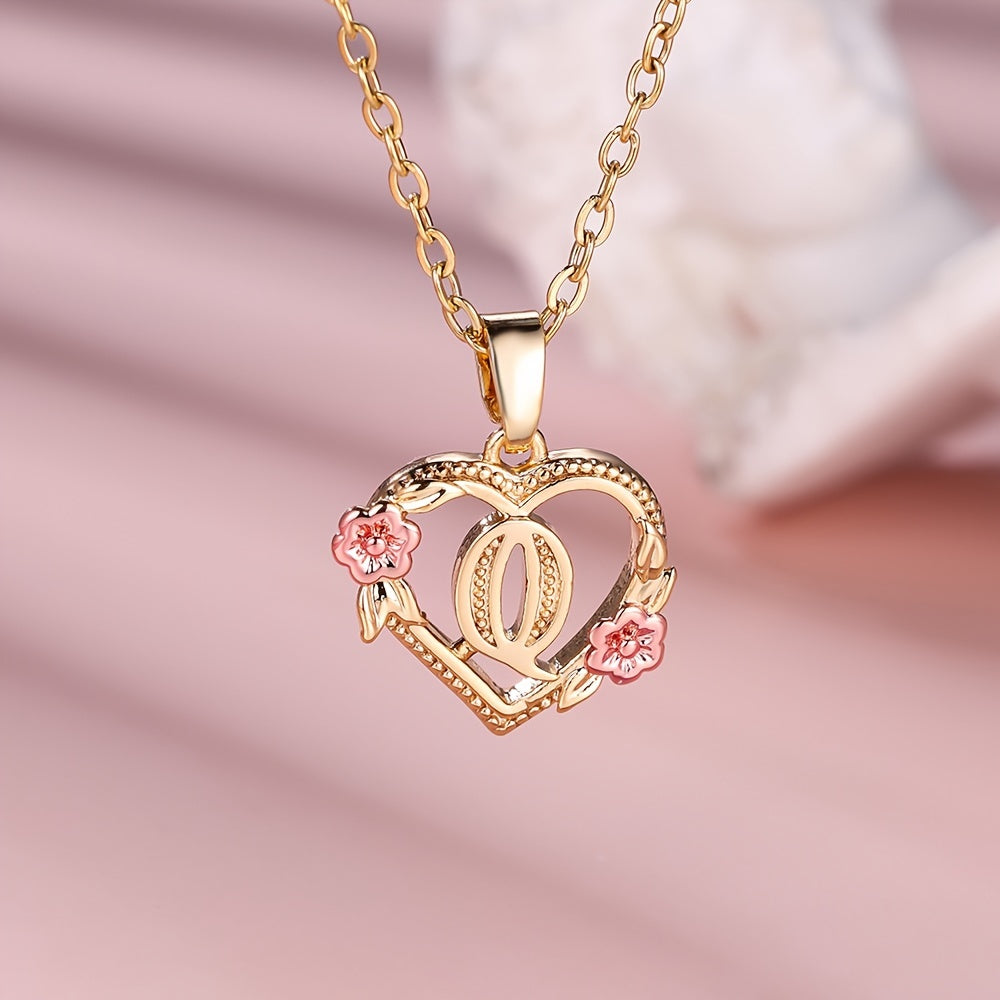 Elegant Floral Heart Pendant Necklace
