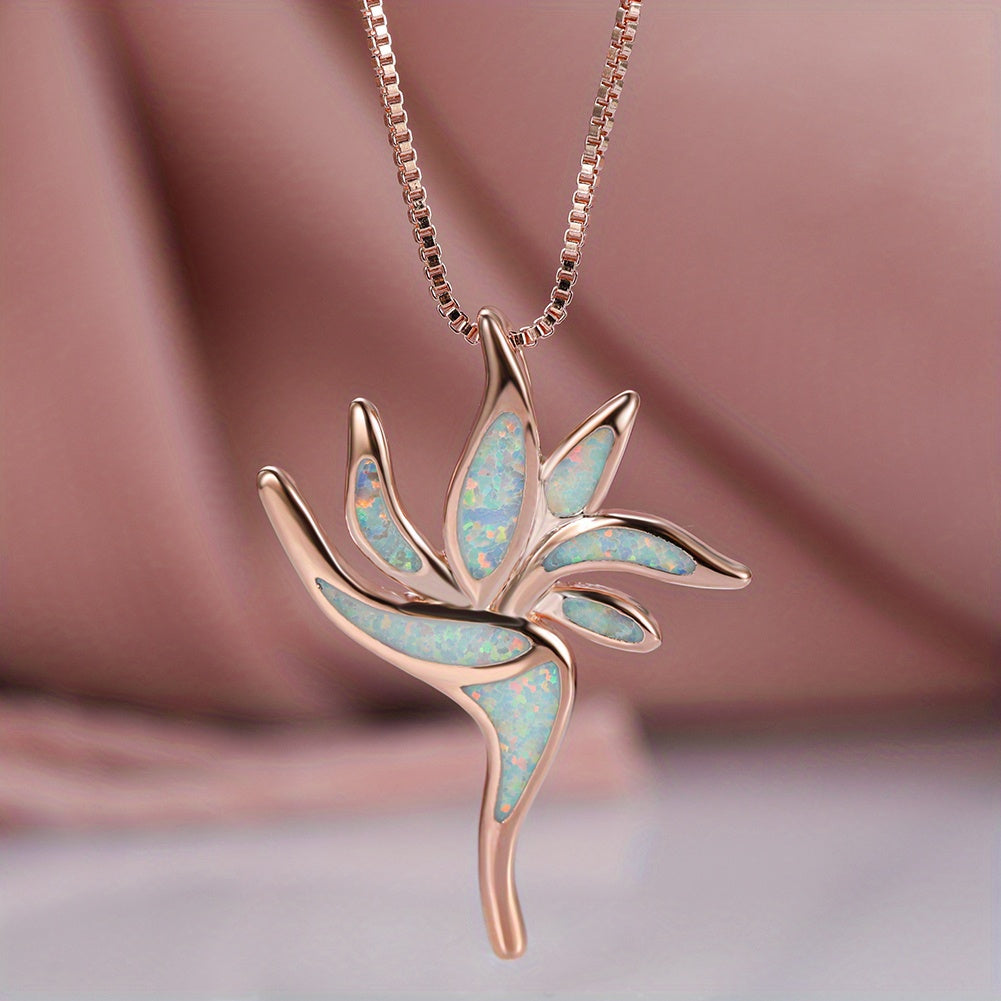 Fashionable Opal Torch Long Necklace