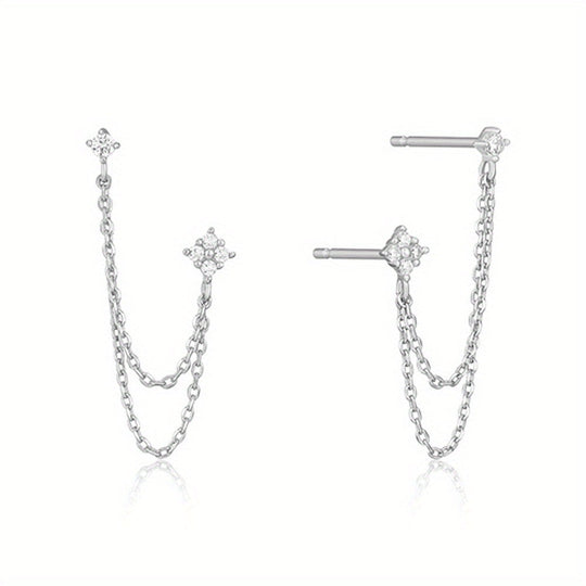 Elegant Double Zirconia Stud Earrings