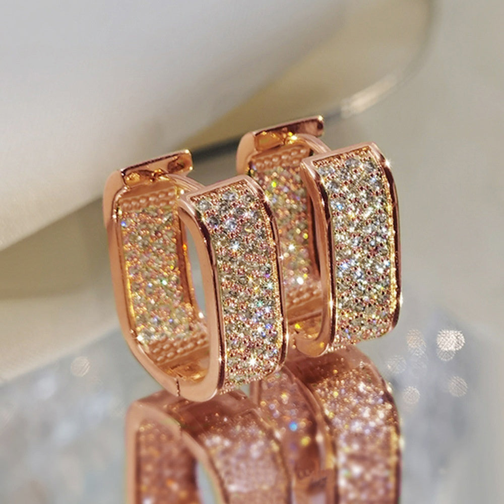 Sparkling Paved Cubic Zirconia Hoop Earrings