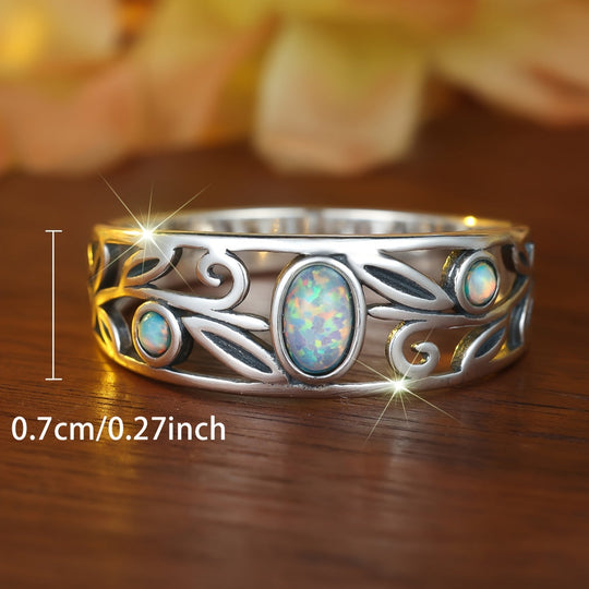 Silver Retro Opal Ring