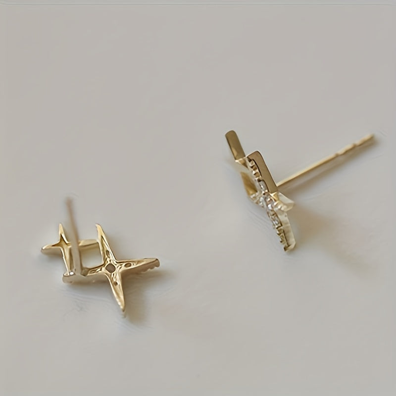 Retro Chic Double Star Stud Earrings
