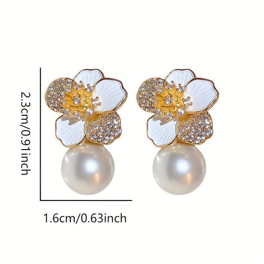 Flower Pendant Drip Oil Earrings
