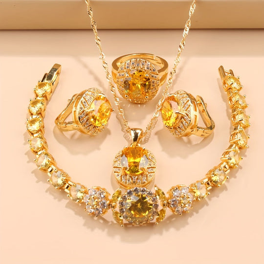 5-Piece Luxury Zirconia Bridal Jewelry Set
