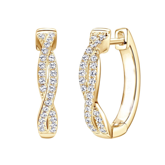 Silver Moissanite Twisted Hoop Earrings