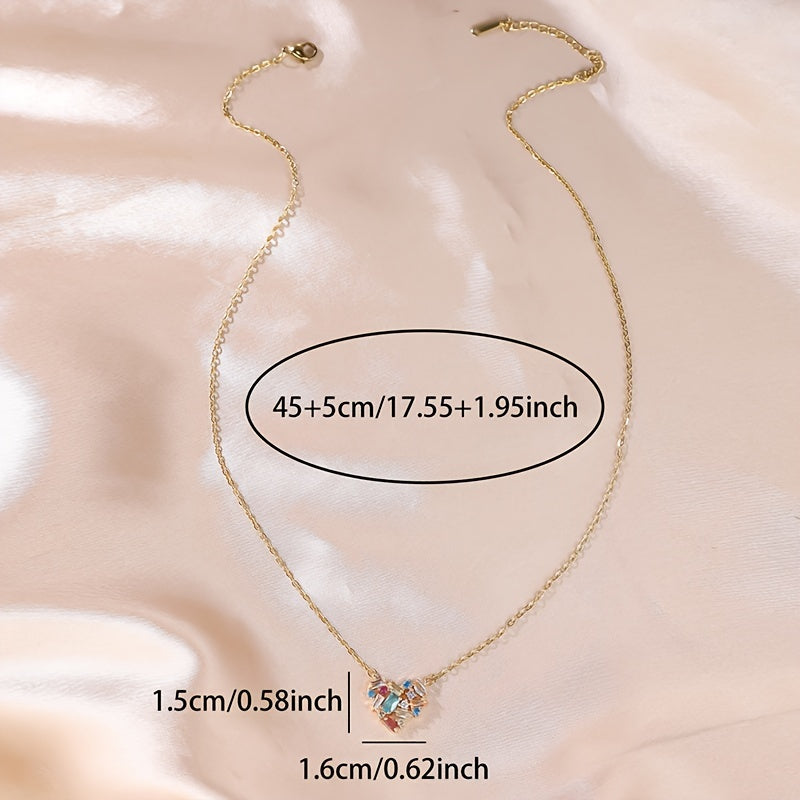 Trendy Multicolor Zirconia Heart Necklace