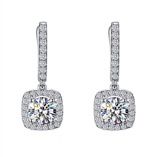 Stylish Square-Shaped Zirconia Drop Earrings