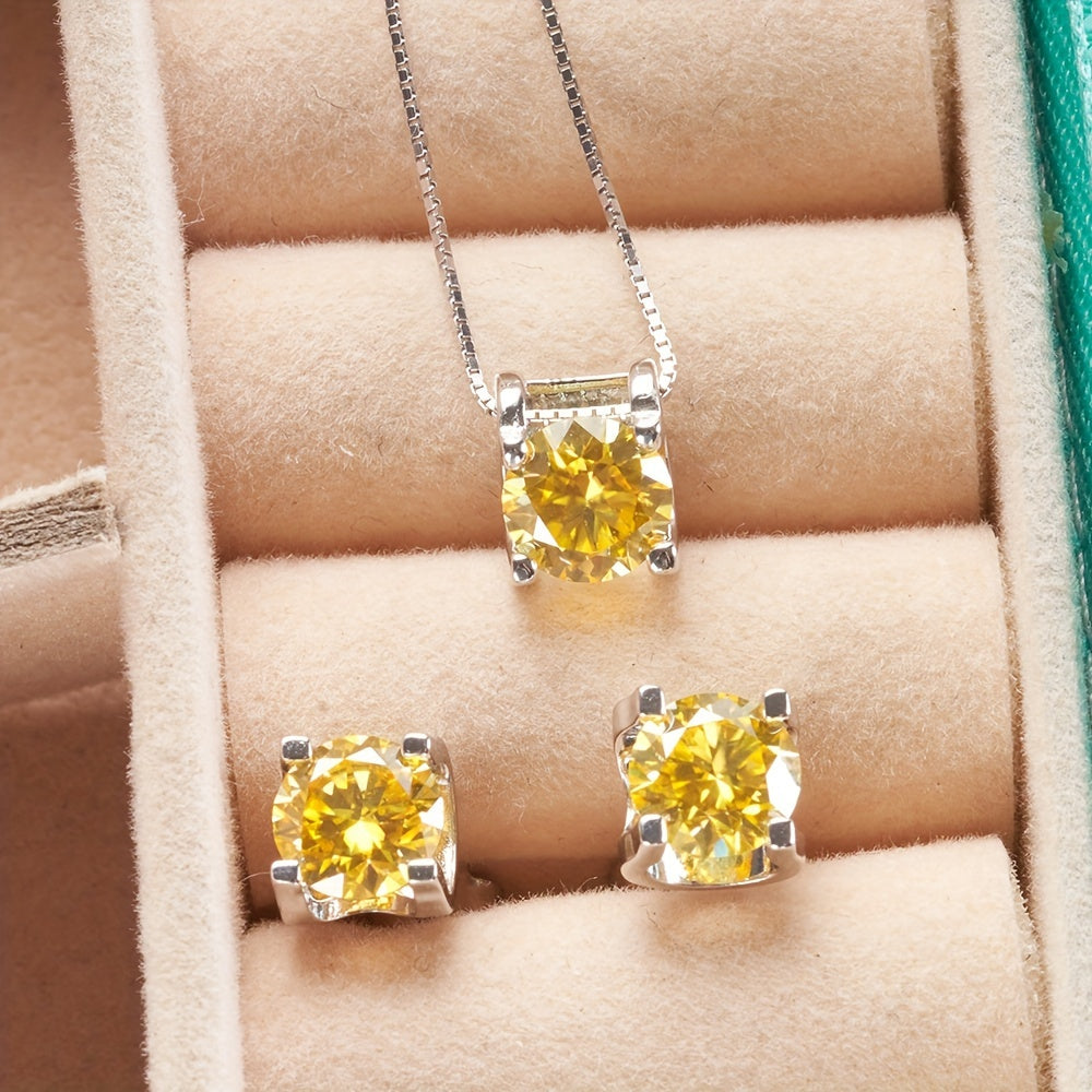 3pcs Moissanite Stud Earrings Set