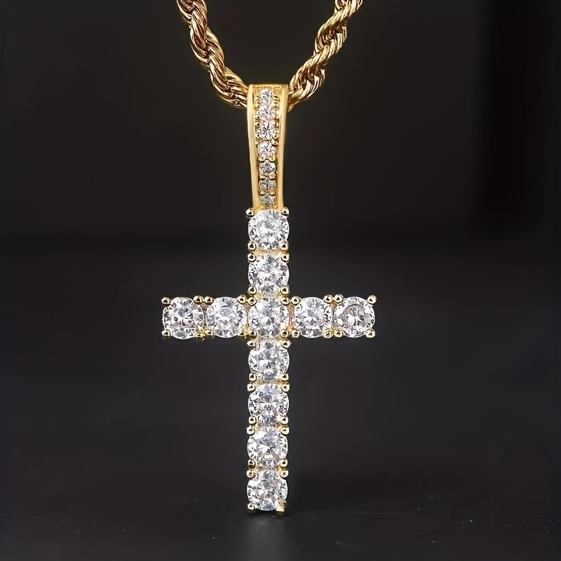 Stylish Golden-Tone Cross Necklace