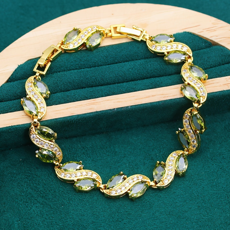 Grapevine Olive Green Synthetic Zirconia Jewelry Set