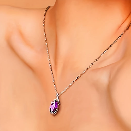 Elegant Teardrop Amethyst Pendant Necklace