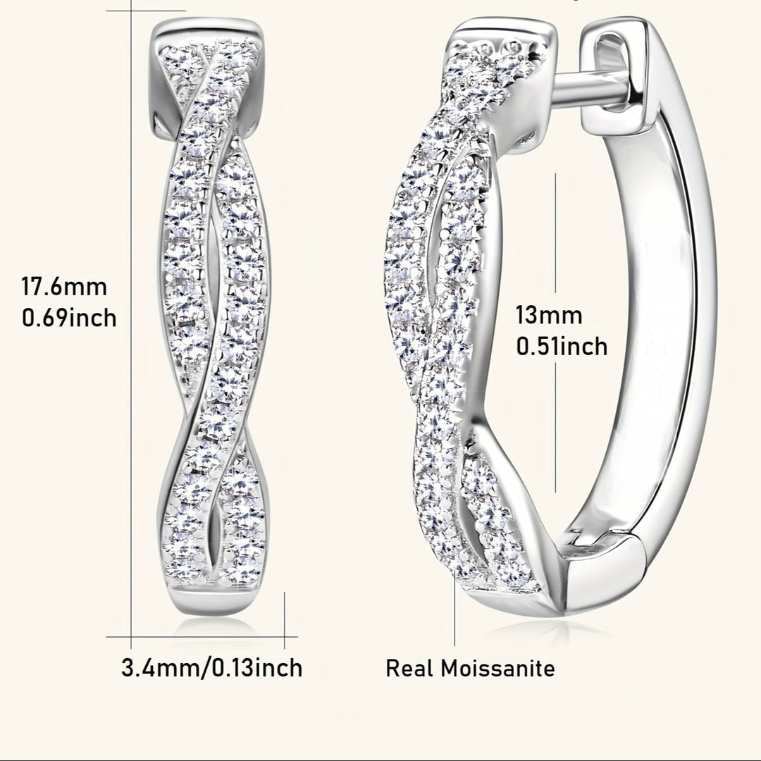Silver Moissanite Twisted Hoop Earrings