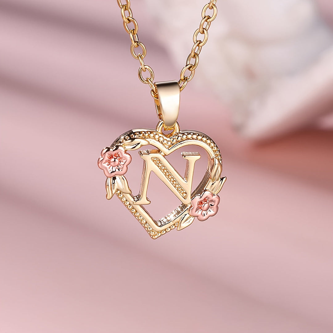 Elegant Floral Heart Pendant Necklace
