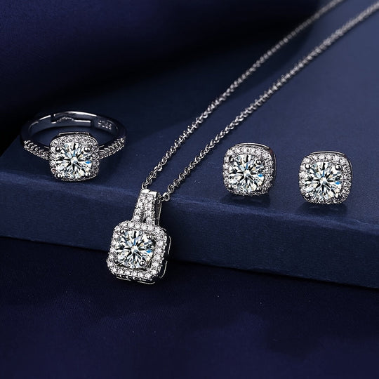 3-Piece Square Zirconia Jewelry Set
