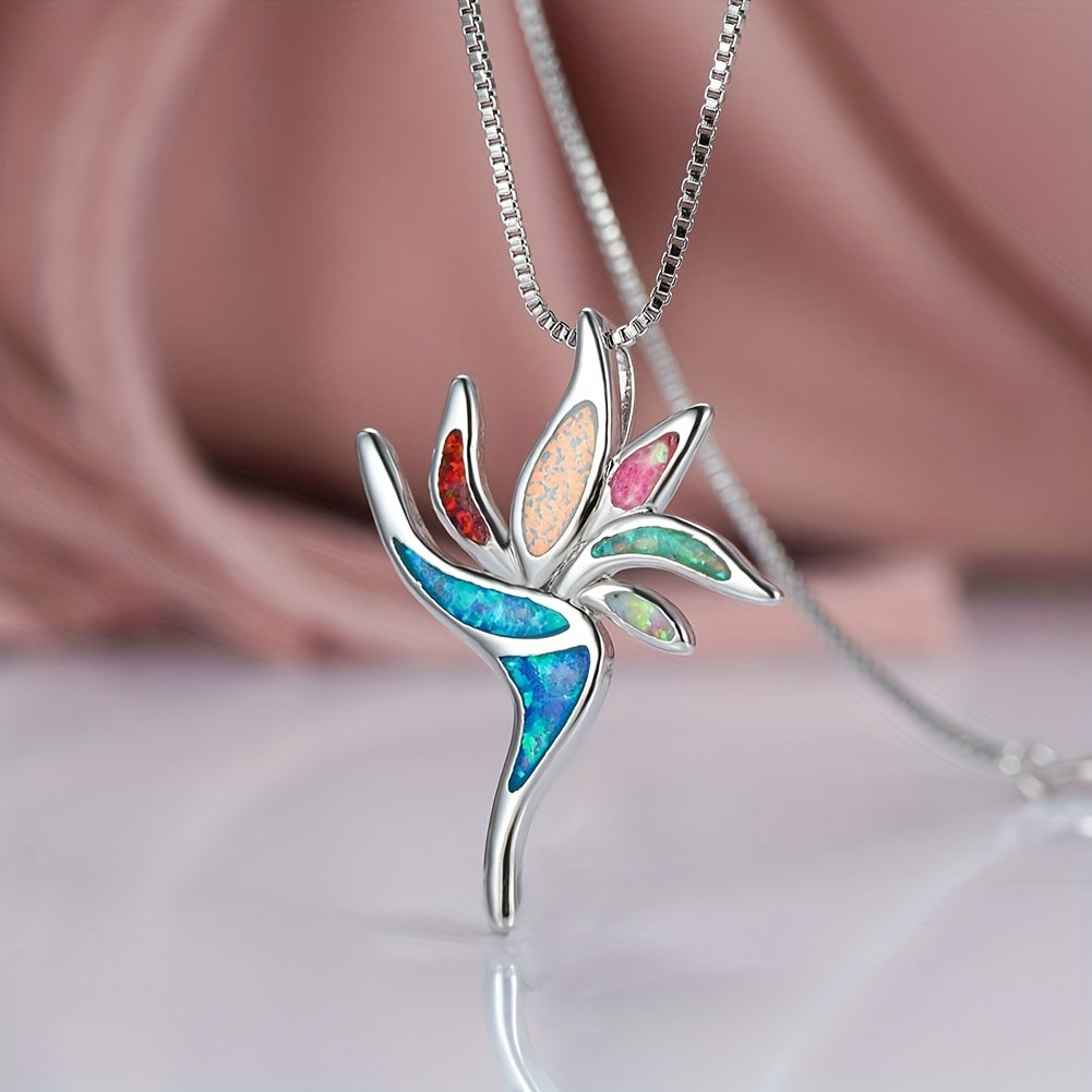 Fashionable Opal Torch Long Necklace
