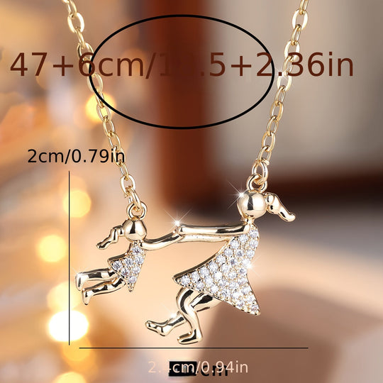 Elegant Mother & Daughter Zirconia Necklace
