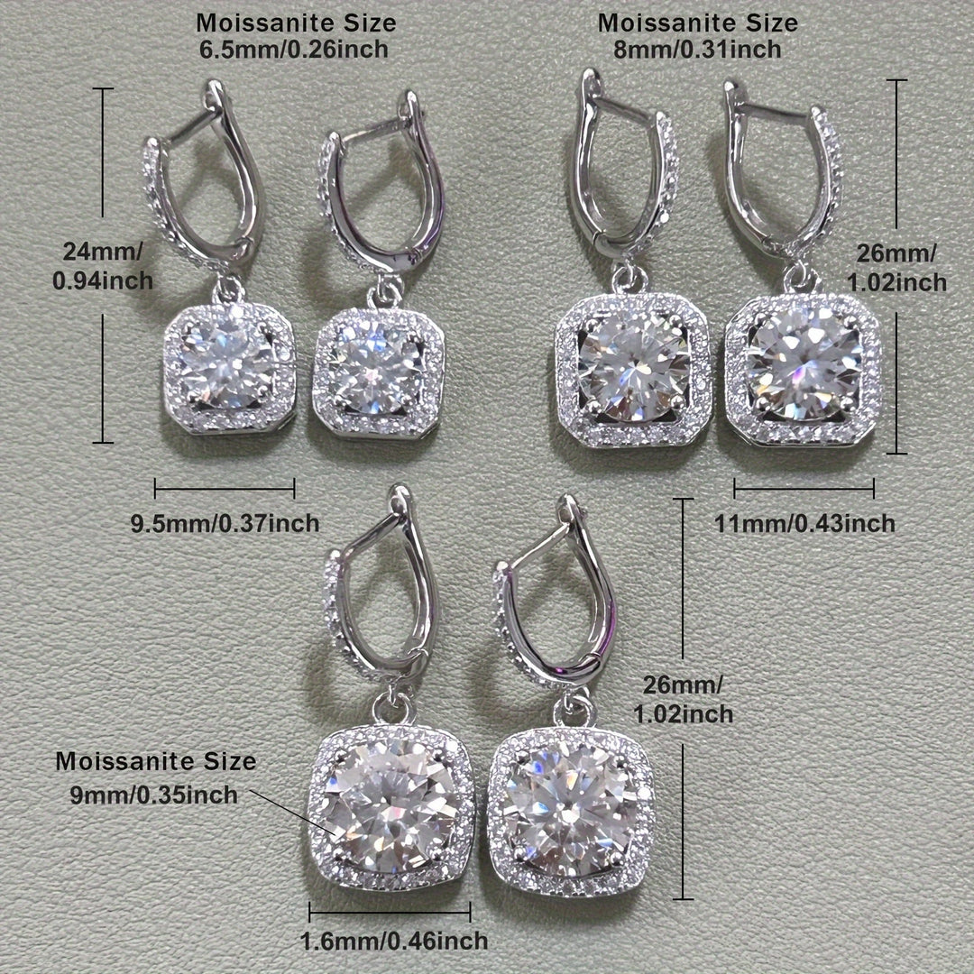 Pure Silver Round Moissanite Earrings