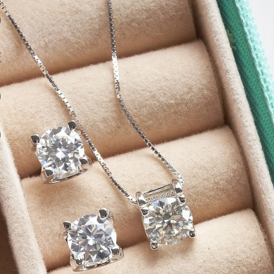 3pcs Moissanite Stud Earrings Set