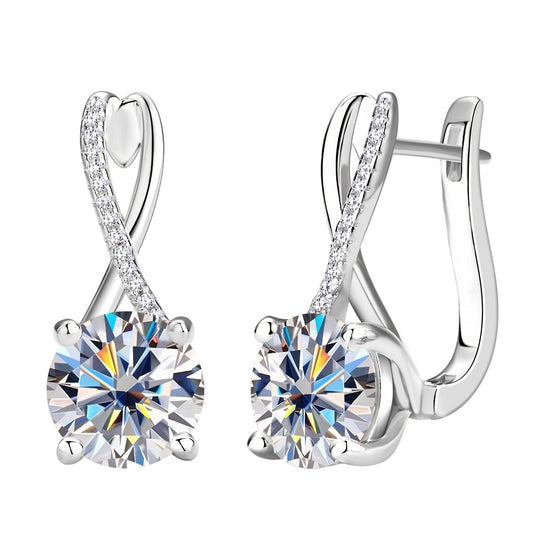 8mm Round Moissanite Silver Earrings