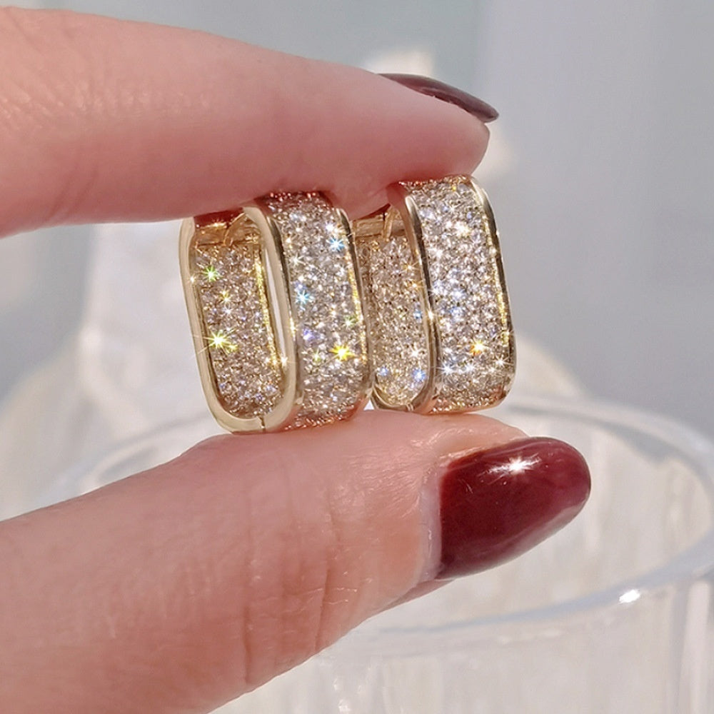 Sparkling Paved Cubic Zirconia Hoop Earrings