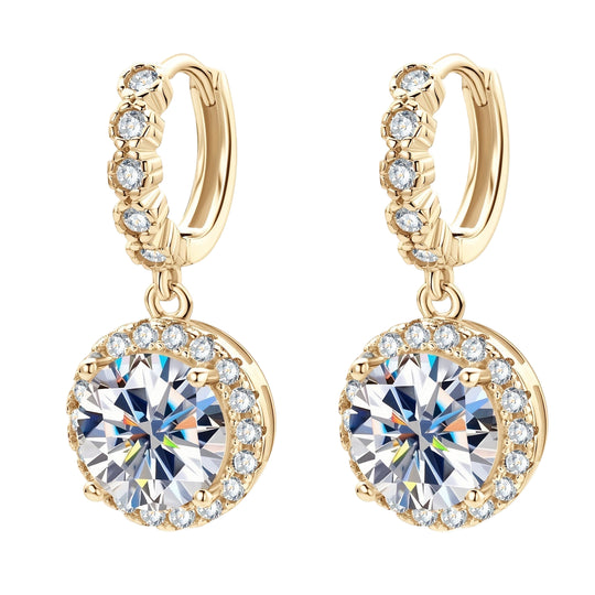 Stylish Round Moissanite & Zirconia Earrings