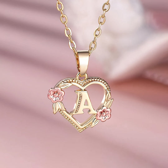 Elegant Floral Heart Pendant Necklace