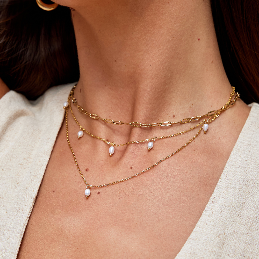 Pearl Drop Layered Necklace
